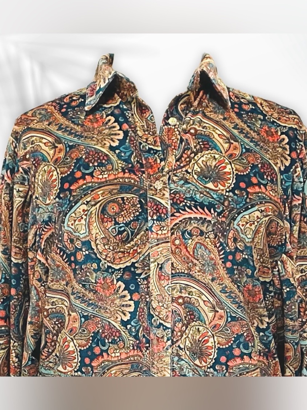 Paisley Print Velour Blouse XL - Picture 2 of 16
